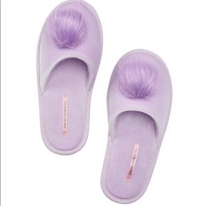 SOLD Victoria’s Secret Lavender Pom Pom Slippers